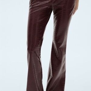 Crocodile Pattern Burgundy Pants